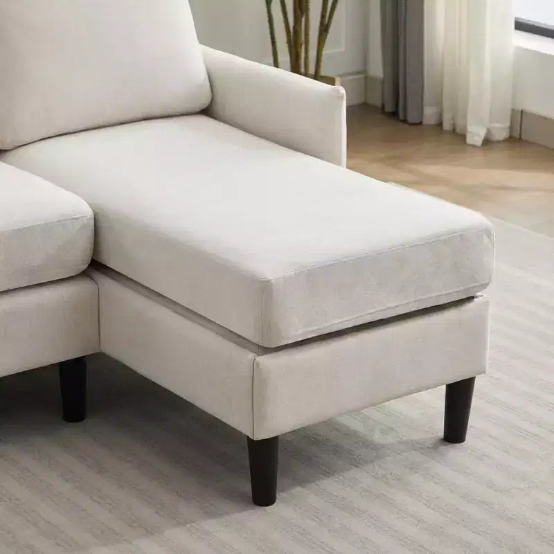 Ensemble de canapé d'angle réversible de luxe Hyleory - Tissu en mélange de lin, design modulaire gauche/droite, cadre robuste pour salon et studio.