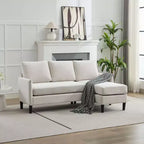 Ensemble de canapé d'angle réversible de luxe Hyleory - Tissu en mélange de lin, design modulaire gauche/droite, cadre robuste pour salon et studio.