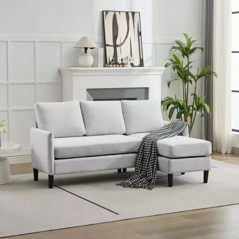Ensemble de canapé d'angle réversible de luxe Hyleory - Tissu en mélange de lin, design modulaire gauche/droite, cadre robuste pour salon et studio.