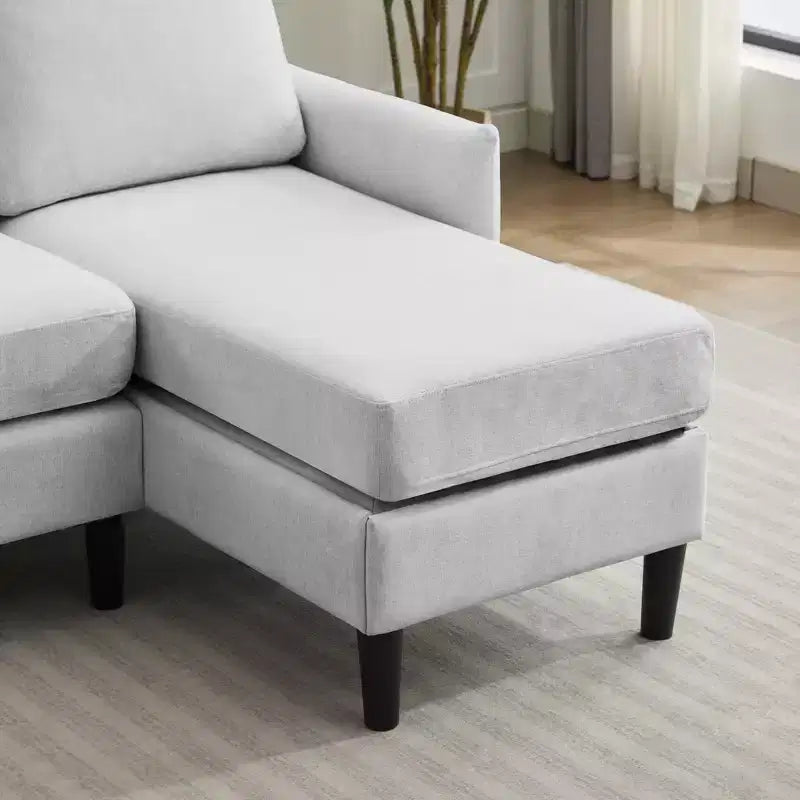 Ensemble de canapé d'angle réversible de luxe Hyleory - Tissu en mélange de lin, design modulaire gauche/droite, cadre robuste pour salon et studio.