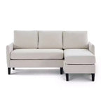 Ensemble de canapé d'angle réversible de luxe Hyleory - Tissu en mélange de lin, design modulaire gauche/droite, cadre robuste pour salon et studio.