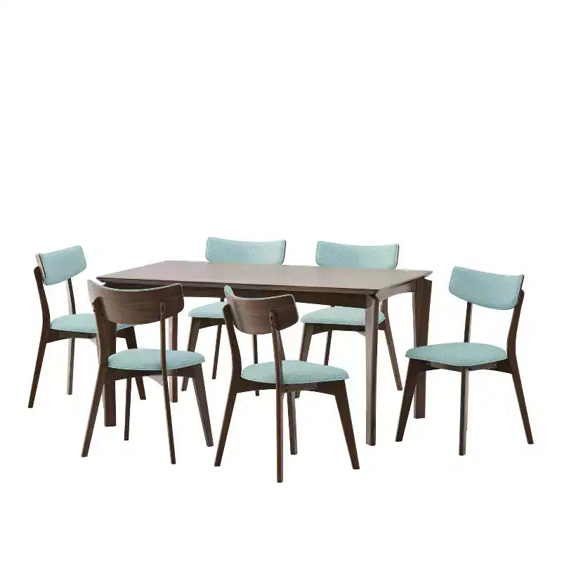Ensemble de salle à manger 7 pièces Christopher Knight Home Carmody en bois et tissu