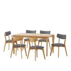 Ensemble de salle à manger 7 pièces Christopher Knight Home Carmody en bois et tissu
