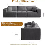 Canapé modulaire moderne linéaire 108 places avec méridienne, tissu velours côtelé, aucun assemblage requis, canapé-lit convertible à compression