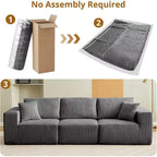 Canapé modulaire moderne linéaire 108 places avec méridienne, tissu velours côtelé, aucun assemblage requis, canapé-lit convertible à compression