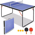 Foldable Table Tennis Table Portable Ping Pong Table with Net & 2 Paddles & 3 Balls