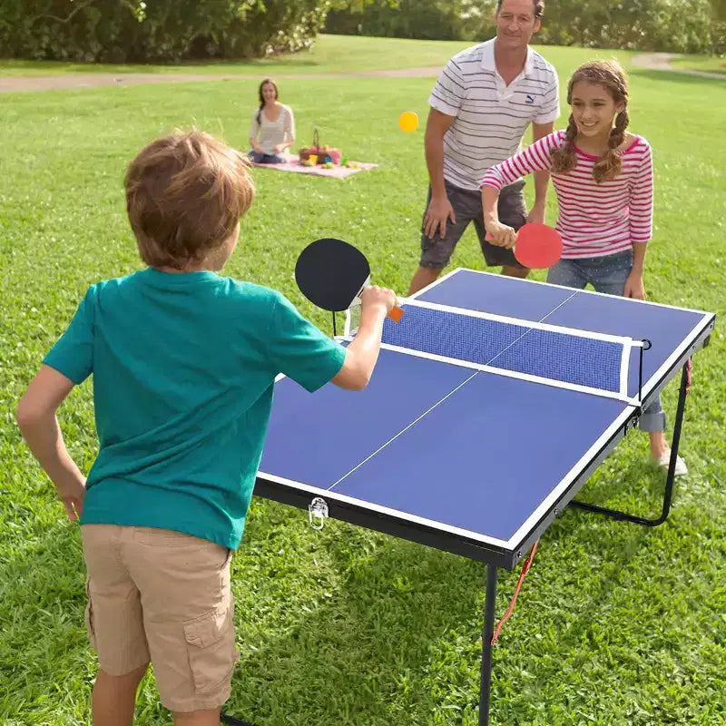 Table de Tennis de Table Pliable, Table de Ping-Pong Portable avec Filet, 2 Raquettes et 3 Balles