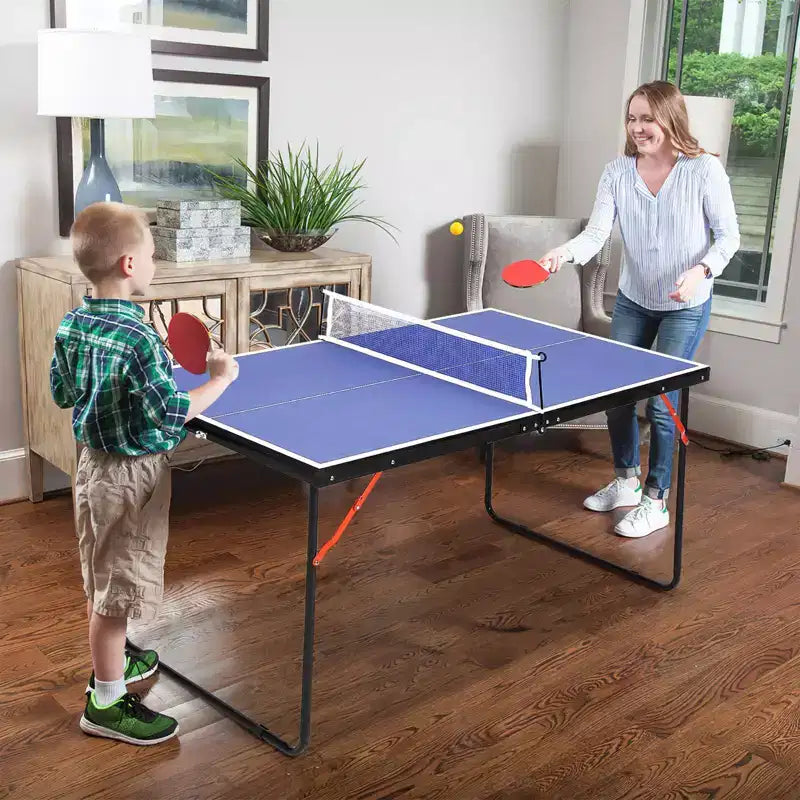 Table de Tennis de Table Pliable, Table de Ping-Pong Portable avec Filet, 2 Raquettes et 3 Balles