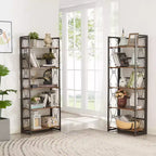 Étagère pliante VECELO, bibliothèque à 5 niveaux, organisateur de rangement industriel pour salon, marron/noyer/marron antique