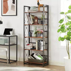 Étagère pliante VECELO, bibliothèque à 5 niveaux, organisateur de rangement industriel pour salon, marron/noyer/marron antique