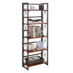 Étagère pliante VECELO, bibliothèque à 5 niveaux, organisateur de rangement industriel pour salon, marron/noyer/marron antique