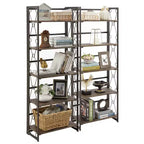 Étagère pliante VECELO, bibliothèque à 5 niveaux, organisateur de rangement industriel pour salon, marron/noyer/marron antique
