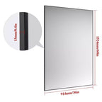 Miroir de salle de bain moderne surdimensionné 60x36 avec cadre noir : aluminium, montage mural, vertical/horizontal