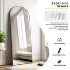 Grand miroir de sol à angle droit : 70,2x31,2, design en bois sculpté, noir, pleine longueur, support inclus