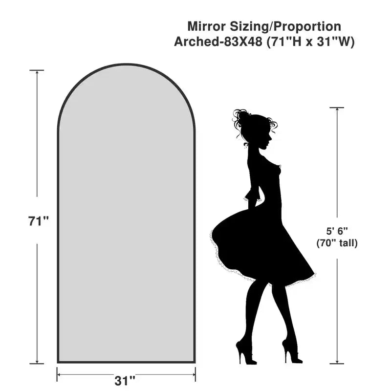 Grand miroir de sol à angle droit : 70,2x31,2, design en bois sculpté, noir, pleine longueur, support inclus