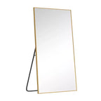 Miroir intégral avec cadre fin en aluminium doré et support 180x100x1.5cm