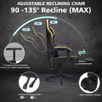 Fauteuil de jeu de massage en cuir Hoffree, chaise de bureau ergonomique pour PC avec repose-pieds et réglable