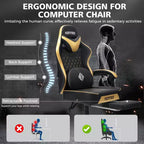 Fauteuil de jeu de massage en cuir Hoffree, chaise de bureau ergonomique pour PC avec repose-pieds et réglable
