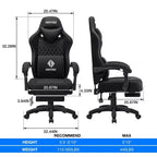Chaise de jeu massante Hoffree en tissu respirant Chaise de bureau PC ergonomique avec repose-pieds et réglable
