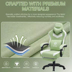 Chaise de jeu massante Hoffree en tissu respirant Chaise de bureau PC ergonomique avec repose-pieds et réglable