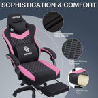 Chaise de jeu massante Hoffree en tissu respirant Chaise de bureau PC ergonomique avec repose-pieds et réglable