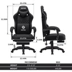 Hoffree Chaise de massage de jeu en tissu respirant Chaise de bureau PC ergonomique avec haut-parleur Bluetooth et repose-pieds