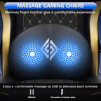 Fauteuil de bureau gaming en cuir Hoffree avec massage, ergonomique, et haut-parleur Bluetooth et repose-pieds