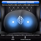 Fauteuil de bureau gaming en cuir Hoffree avec massage, ergonomique, et haut-parleur Bluetooth et repose-pieds