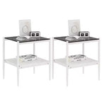 MAYEERTY Lot de 2 tables d'appoint rectangulaires avec plateau en verre trempé, pour salon, verre gris