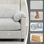 Canapé sectionnel modulaire en velours côtelé avec pouf mobile, canapé rembourré confortable en forme de U avec coussin d'assise à deux couches pour le salon
