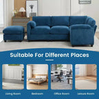 Canapé sectionnel modulaire en velours côtelé avec pouf mobile, canapé rembourré confortable en forme de U avec coussin d'assise à deux couches pour le salon