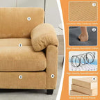 Canapé sectionnel modulaire en velours côtelé avec pouf mobile, canapé rembourré confortable en forme de U avec coussin d'assise à deux couches pour le salon