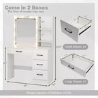 Coiffeuse Costway avec miroir et lumières, station de charge, lumières LED 3 couleurs Blanc/Noir