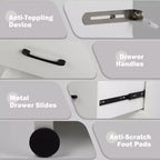 Coiffeuse Costway avec miroir et lumières, station de charge, lumières LED 3 couleurs Blanc/Noir
