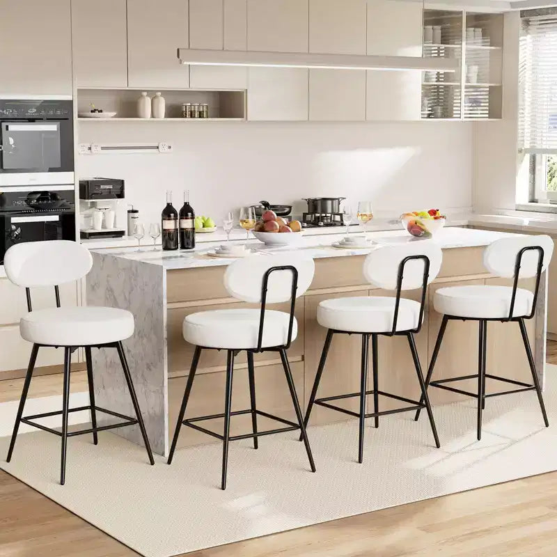 WARMOUNTS Set of 4 Upholstered Swivel Counter Height Barstool