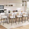 WARMOUNTS Set of 4 Upholstered Swivel Counter Height Barstool