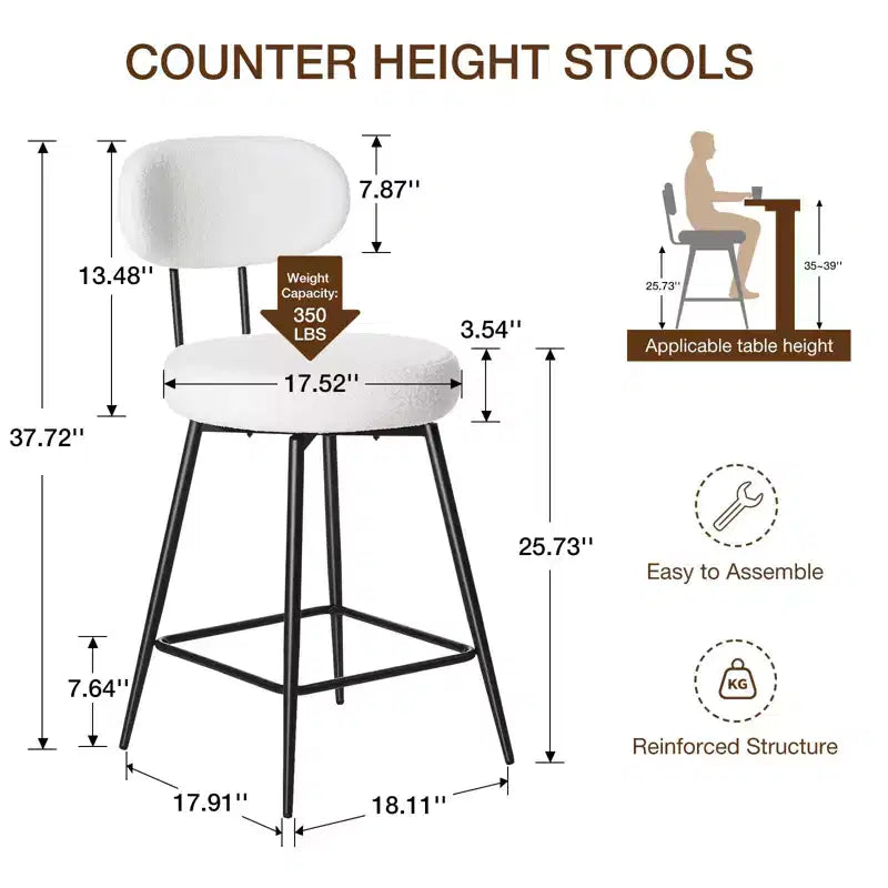 WARMOUNTS Lot de 4 tabourets de bar rembourrés pivotants à hauteur de comptoir