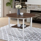 45.7inch Round Dining Table With Shelf Height 30 inch Modern Farmhouse Retro Design