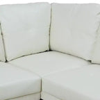 Canapé d'angle moderne en cuir synthétique - Grande forme en L, coussins moelleux, pouf de rangement, mobilier de salon contemporain