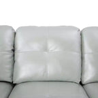 Ensemble Canapé Sectionnel en Cuir PU Gris Configuration en L, Revêtement Capitonnage, Pouf de Rangement Polyvalent, Solution pour Salon Contemporain