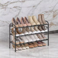 LEDREM Shoe Rack, 3-Tier Shoe Organizer, Metal Shoe Shelf Storage with 4 Side Hooks, Height-Adjustable Shoe Rack , Closet, 11D x 33.5W x 20.8H