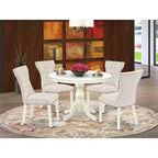 HomeStock Round Kitchen Table Set Modern Linen White