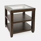 Jofran, table d'appoint contemporaine Urban Icon en verre incrusté avec rangement