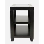 Jofran,Urban Icon Contemporary Glass Inlay Chair Side End Table with Storage