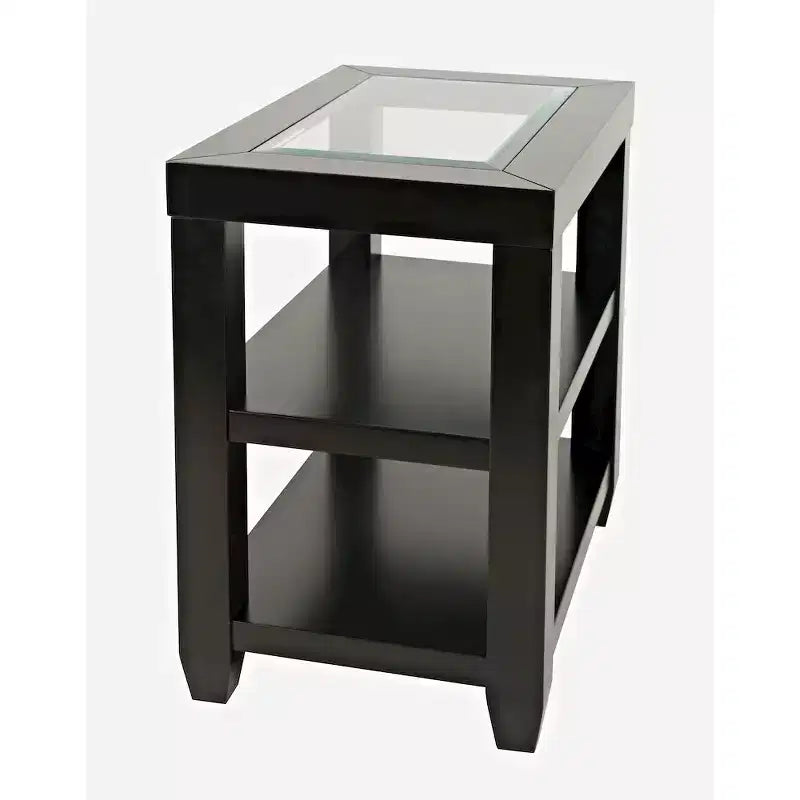 Jofran, Urban Icon Table d'appoint contemporaine avec incrustation en verre et rangement