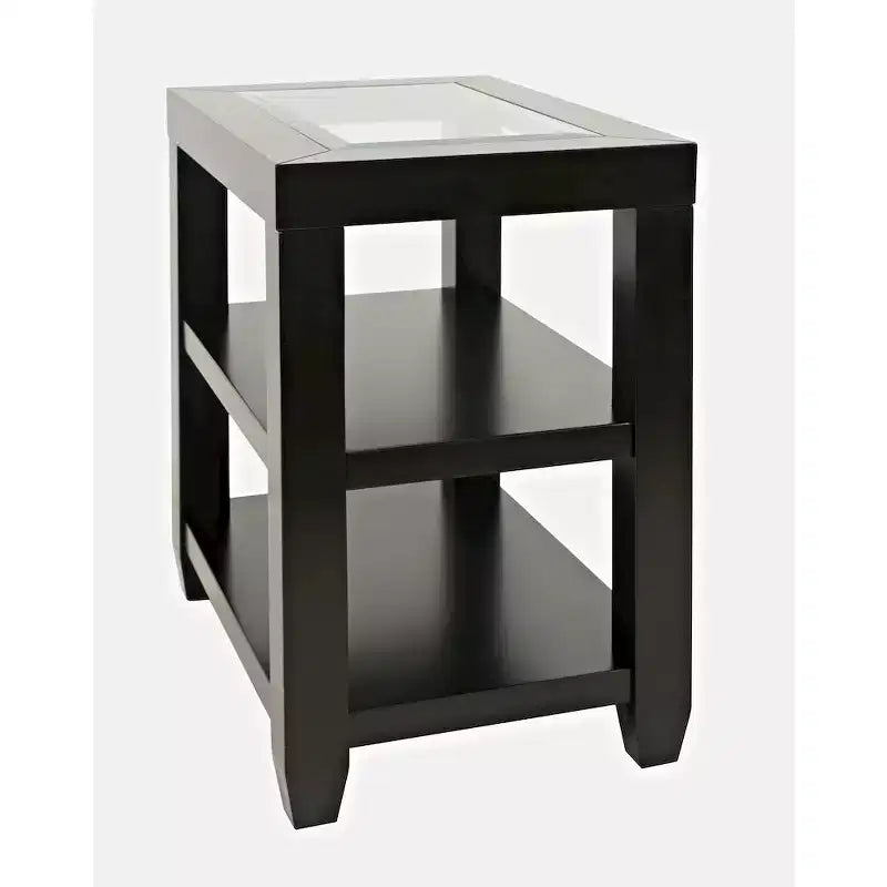 Jofran, Urban Icon Table d'appoint contemporaine avec incrustation en verre et rangement