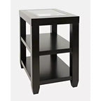 Jofran, Urban Icon Table d'appoint contemporaine avec incrustation en verre et rangement