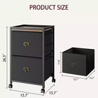 Classeur, meuble de classement mobile compatible avec les formats Lettre ou A4, classeur en tissu sur roulettes, petit meuble de rangement sous bureau, noir