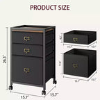 Classeur, meuble de classement mobile compatible avec les formats Lettre ou A4, classeur en tissu sur roulettes, petit meuble de rangement sous bureau, noir