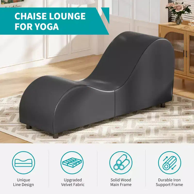 Mjkone Chaise longue de yoga en velours, chaises de yoga incurvées modernes pour adultes pour l'étirement, la relaxation, l'exercice